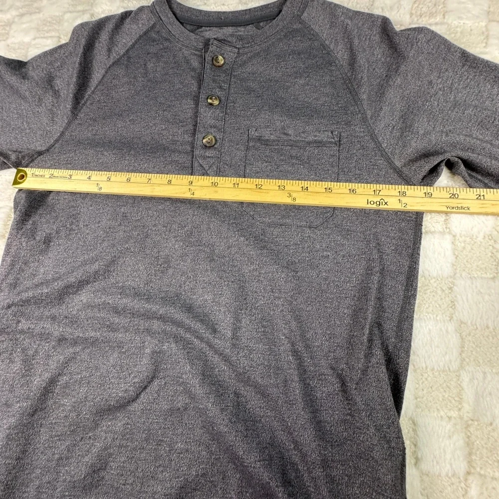 The North Face Mens Gray Heather Long Sleeve Henley Pocket Shirt Small